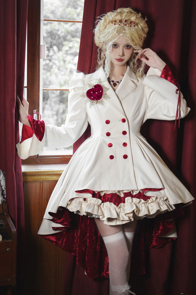 Ivory Asymmetric Double-Breasted Gothic Tailcoat