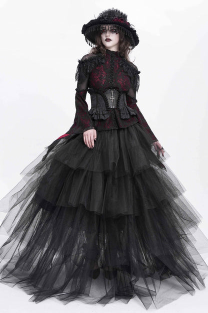 Slim Zippered Gothic Palace Corset with Lace-Up Front