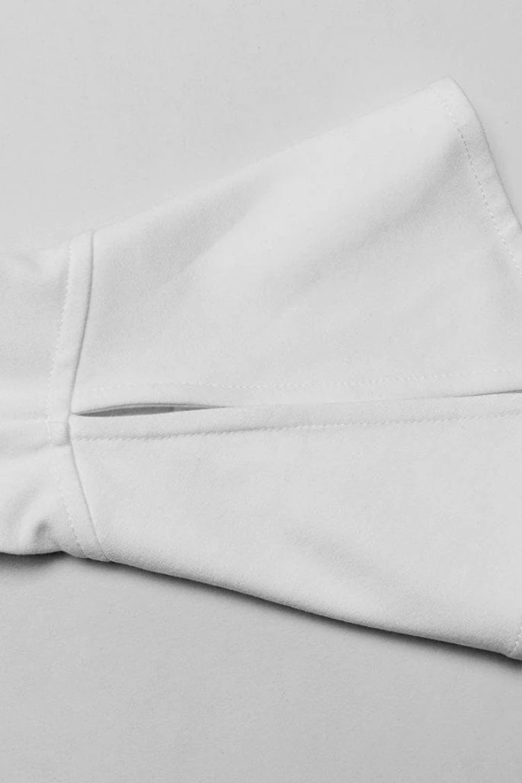 Ivory Bat Collar Long Flared Sleeve Slim Gothic Women's Blouse