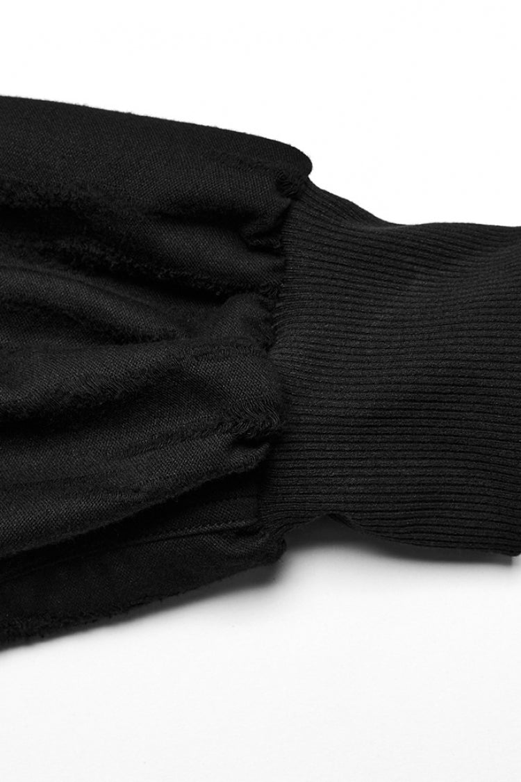 Women's Steampunk Loose Pants in Knitted Fabric with Eyelet Pocket