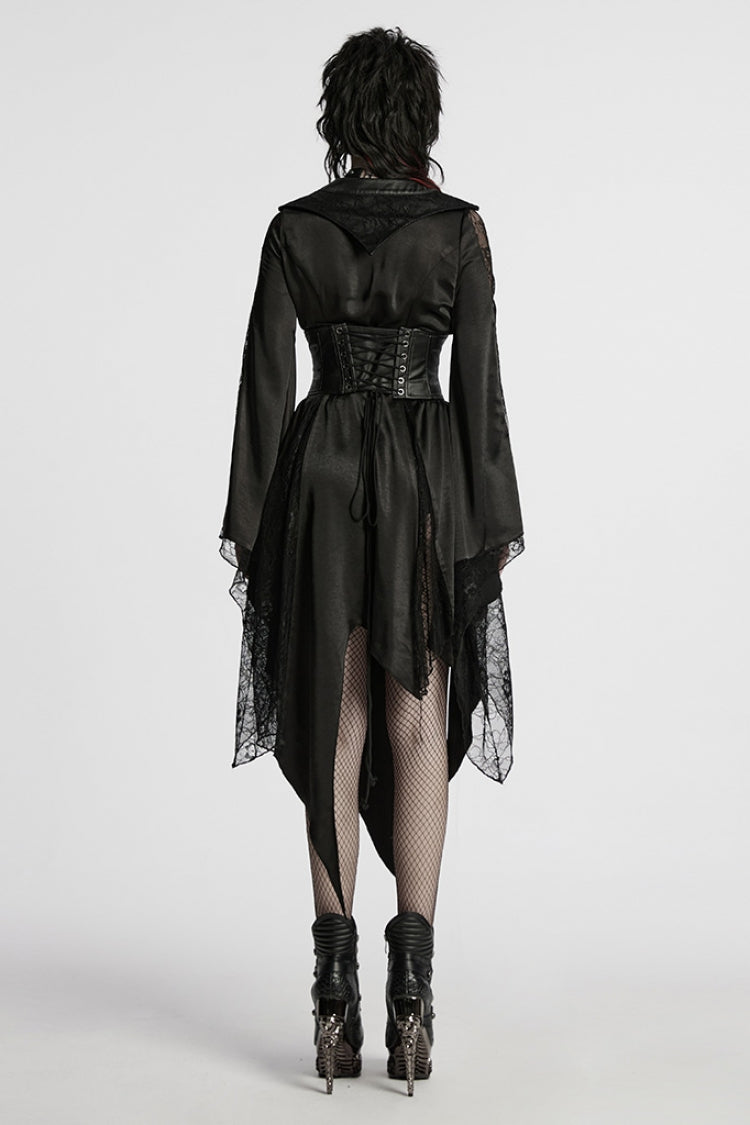 Ebony Long-Sleeve Lace Irregular Gothic Dress