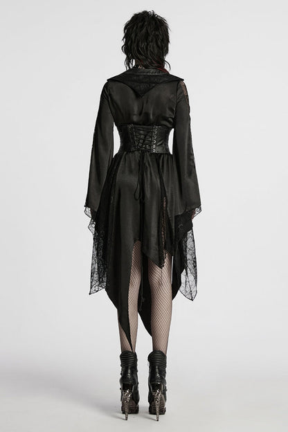Ebony Long-Sleeve Lace Irregular Gothic Dress