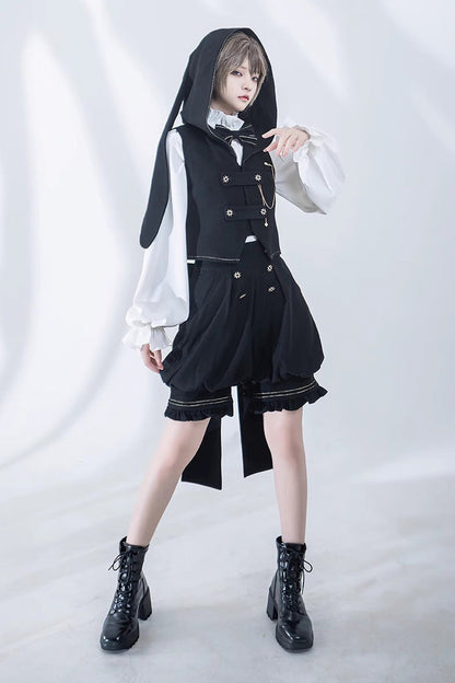 Ivory Anxious Rabbit Long-Sleeve Ouji Gothic Lolita Blouse