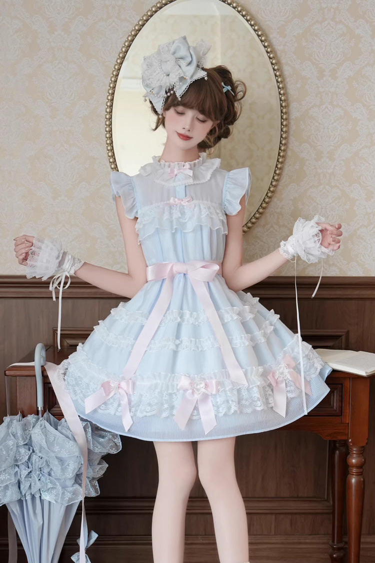 Frosted Cake Stand Collar Ruffle Lace Japanese Princess Dress