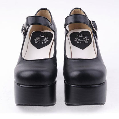 Round-Toe Platform PU Lolita Shoes in Black