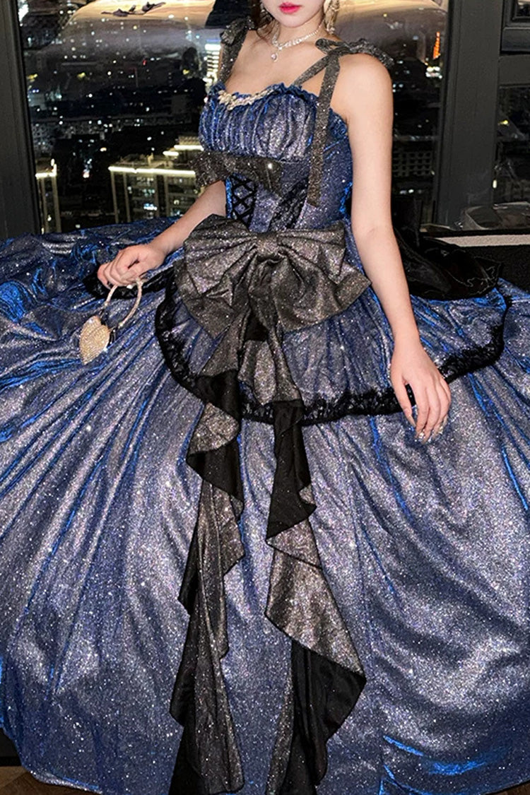 Galaxy of Fallen Tears Glitter Ruffle Asymmetric Sweet JSK