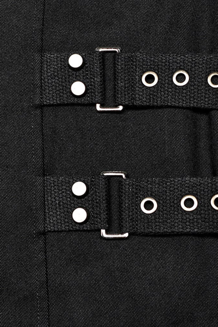 Steampunk Vest with Webbing and Stitching for Men