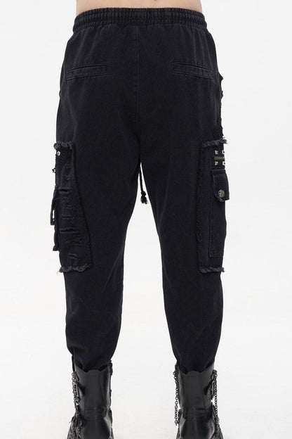Obsidian Pentagram Chain Embellished Trousers