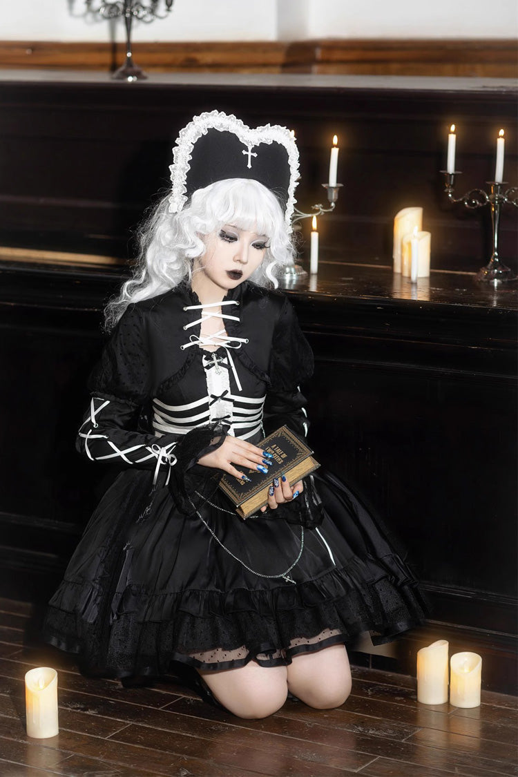 Prisoner-Inspired Ruffle Bow Gothic Princess JSK Dress