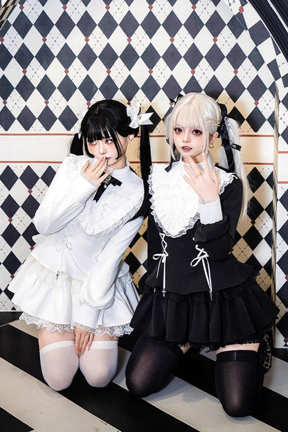 Sweet Handsome Lolita Dress - Lace-Up Ruffled Sleeves