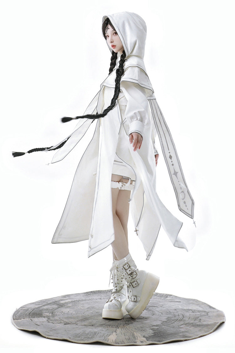 Ivory Futuristic Mechanical Print Ouji Lolita Cape