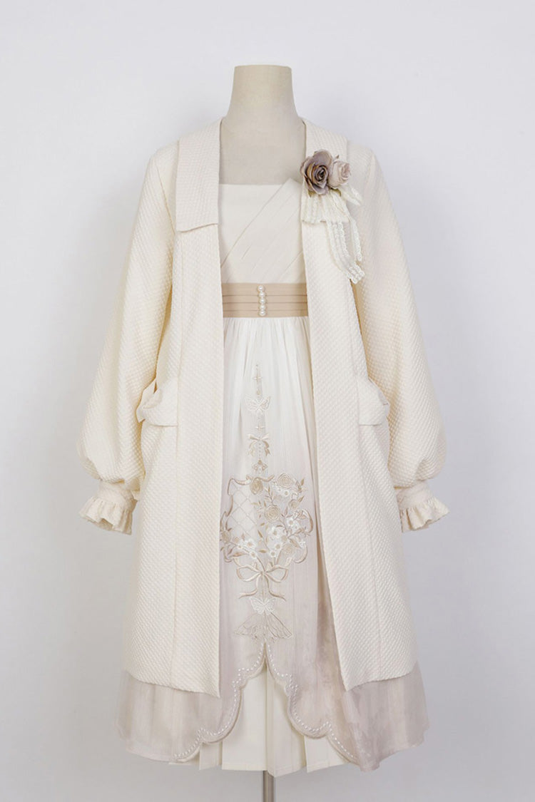 Ivory Chinese Bronzing Floral Embroidery Sweet Lolita JSK
