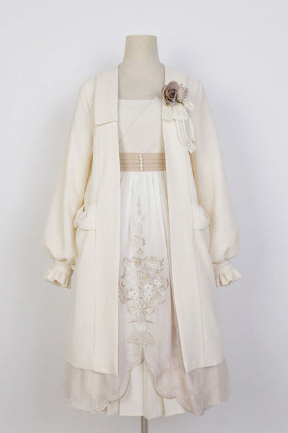 Ivory Chinese Bronzing Floral Embroidery Sweet Lolita JSK