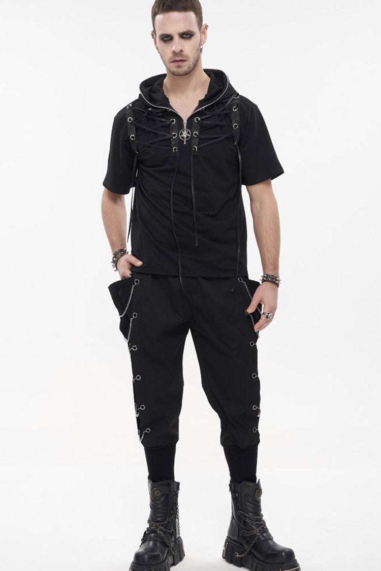Jet Black Metal-Link Pocket Harem Trousers