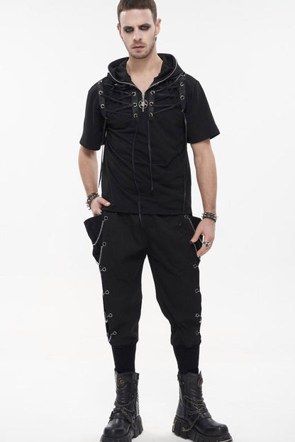 Jet Black Metal-Link Pocket Harem Trousers
