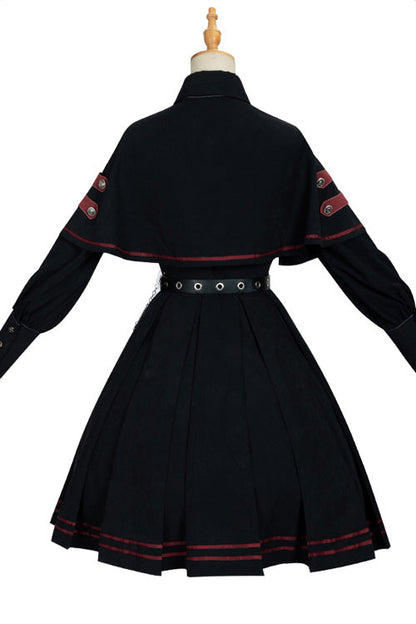 Gothic Officer Style Shirt and Skirt Ensemble
