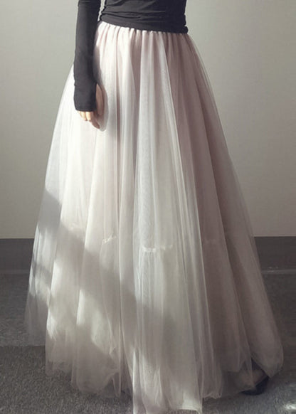 Patchwork Italian Waist Line Skirts A Elastic White Tulle