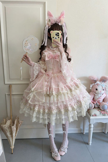 Blush Sleeveless Embroidered Bow Chinese-Style JSK