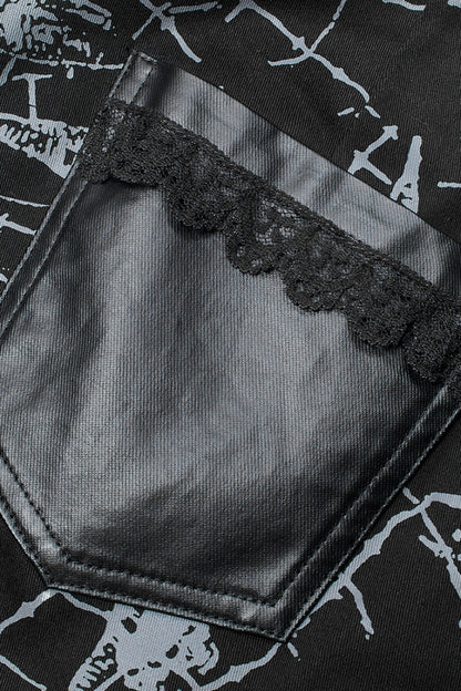 Detachable Skull Print Gothic Skirt