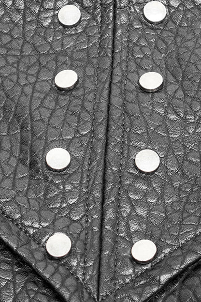 No-Sleeve Faux Leather Detailed Punk Waistcoat