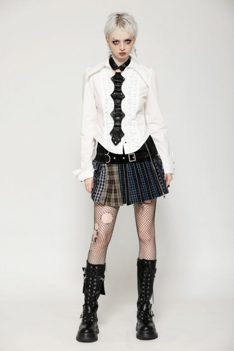 Punk PU Necktie in Black with Irregular Design