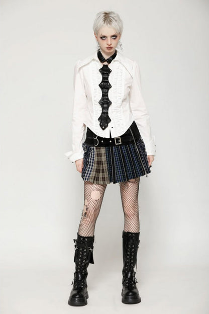 Punk PU Necktie in Black with Irregular Design