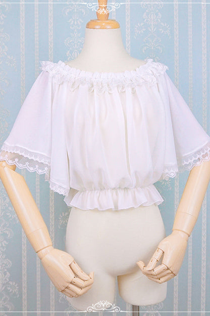 Ivory Boatneck Lace Half-Sleeve Sweet Lolita Blouse