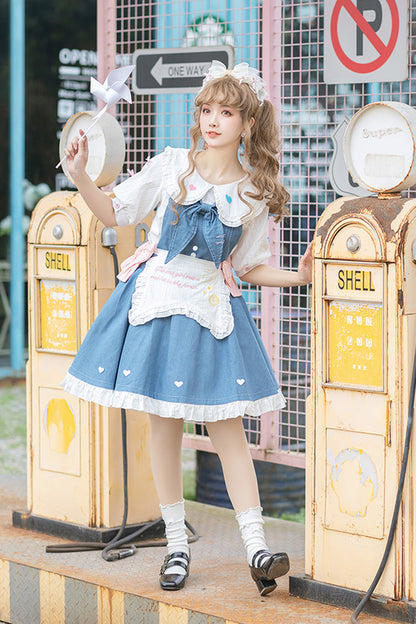 Azure Cowboys Are Busy Ruffle Bow Sweet Lolita Strap Gown