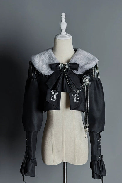 Ebony Double-Breasted Bustier Suspender Dress - Gothic Night Butler