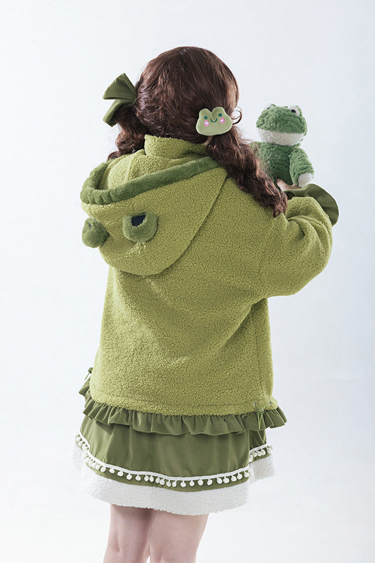 Emerald Long Sleeve Hooded Bow Sweet Lolita Coat