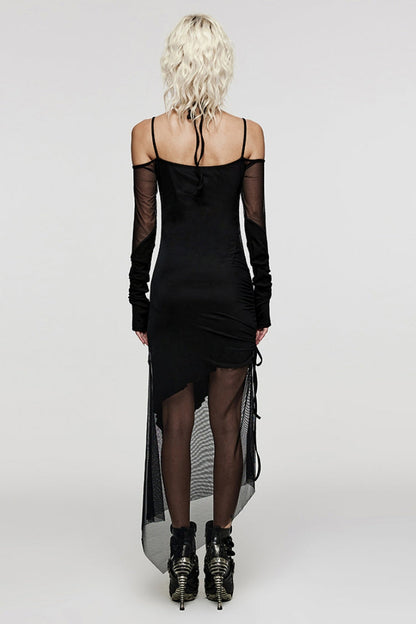 Sheer Mesh Gothic Dress with Skull Stitching