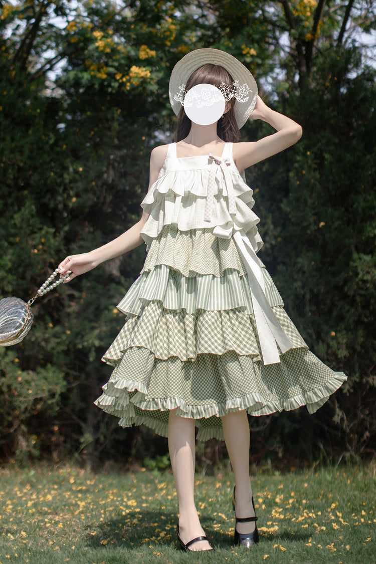 Emerald Forest Multi-Layered Ruffle Holiday Sweet JSK Dress