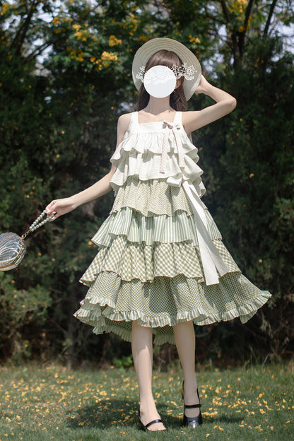Emerald Forest Multi-Layered Ruffle Holiday Sweet JSK Dress
