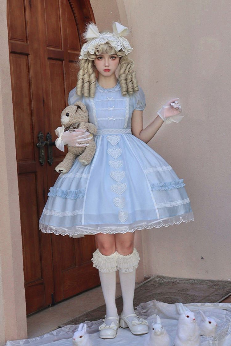 Princess-Style JSK Dress with Bowknot Cardigan and Short Sleeves in Two Colors - RoyalSweet
