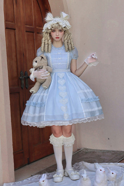 Princess-Style JSK Dress with Bowknot Cardigan and Short Sleeves in Two Colors - RoyalSweet