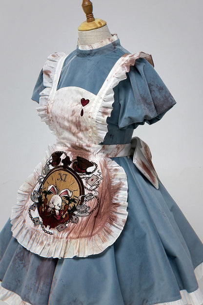 Azure Dark Fairy Tale Alice Long Sleeve Ruffle Gothic Lolita Gown