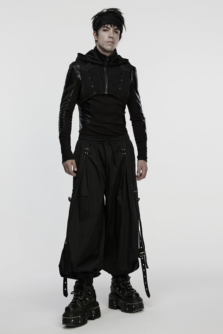 Men's Punk Vest with Hood and Zipper