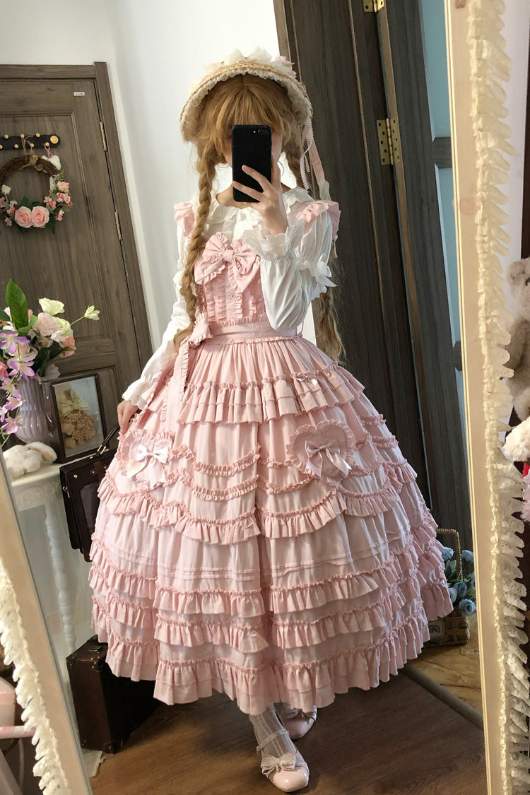 Blush Multi-Layered Ruffle Bow Sweet JSK - Heart In Love