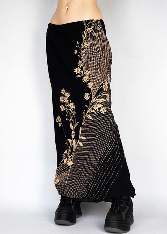 Art Low Waist Skirts Print Spring Holiday Black