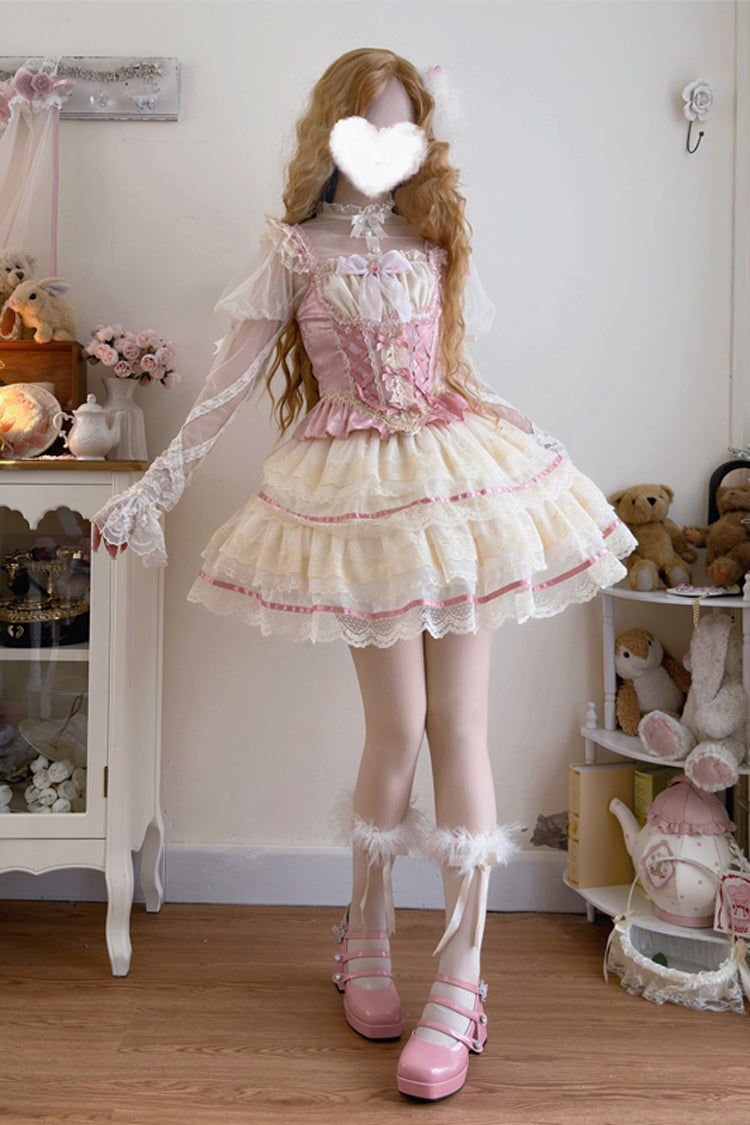 Blush Double-Layered Bow Lace Ballerina Skirt Set - Girl Love