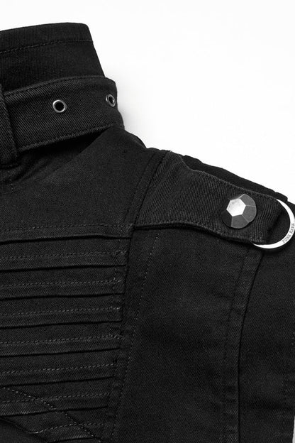 Men's Black Punk Cape, Sleeveless with Rivets and Zipper