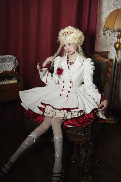 Ivory Asymmetric Double-Breasted Gothic Tailcoat