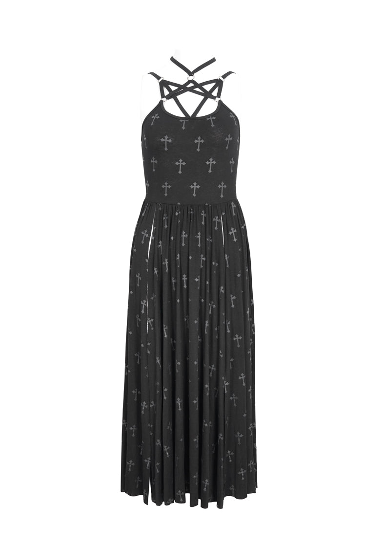 Strappy Split Dark Gothic Dress for Women - Punk Style