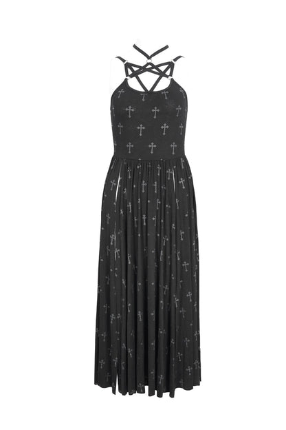 Strappy Split Dark Gothic Dress for Women - Punk Style