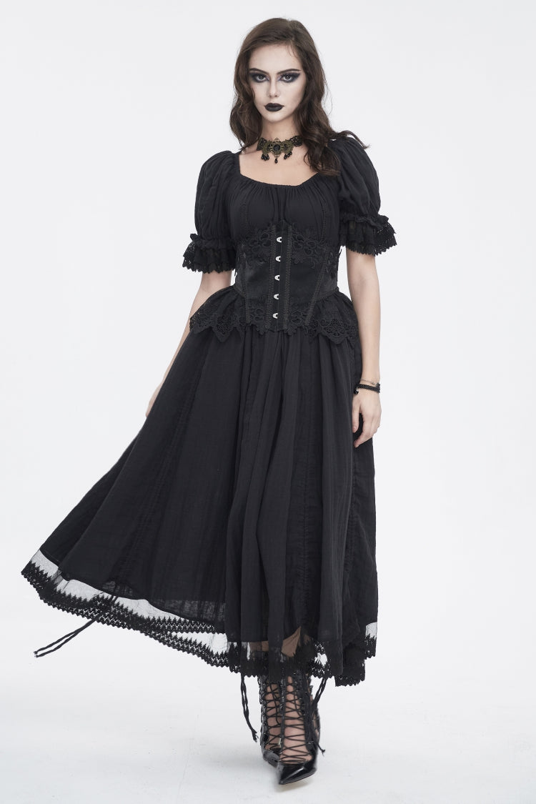 Patchwork Lace-Up Mesh Eyelet Embroidered Royal Underbust Corset