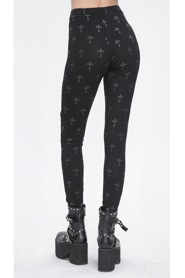 Hollow Cut-Out Punk Leggings for Women - Black