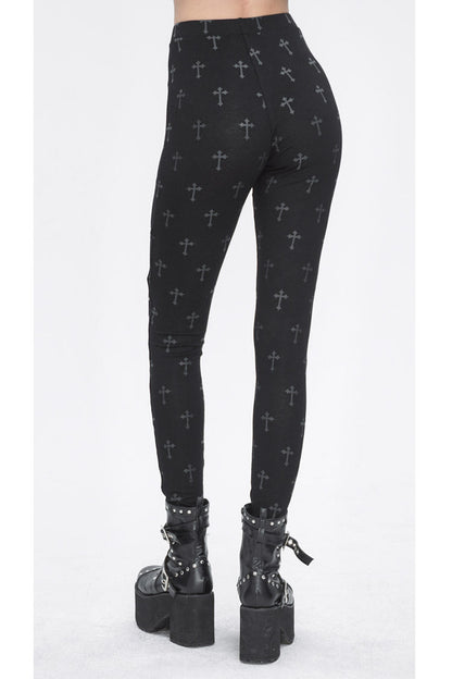 Hollow Cut-Out Punk Leggings for Women - Black