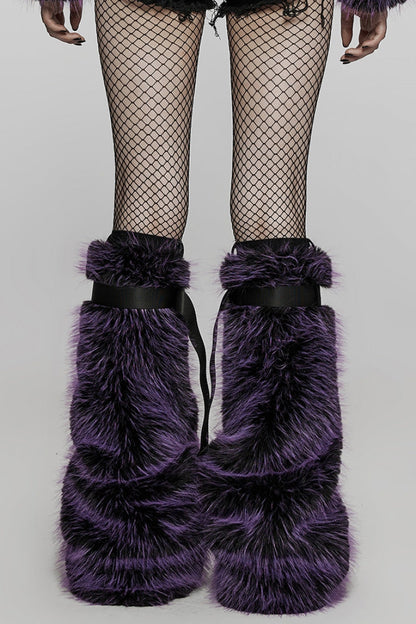 Woolen Detachable Women's Steampunk Leg Warmers Two Tones