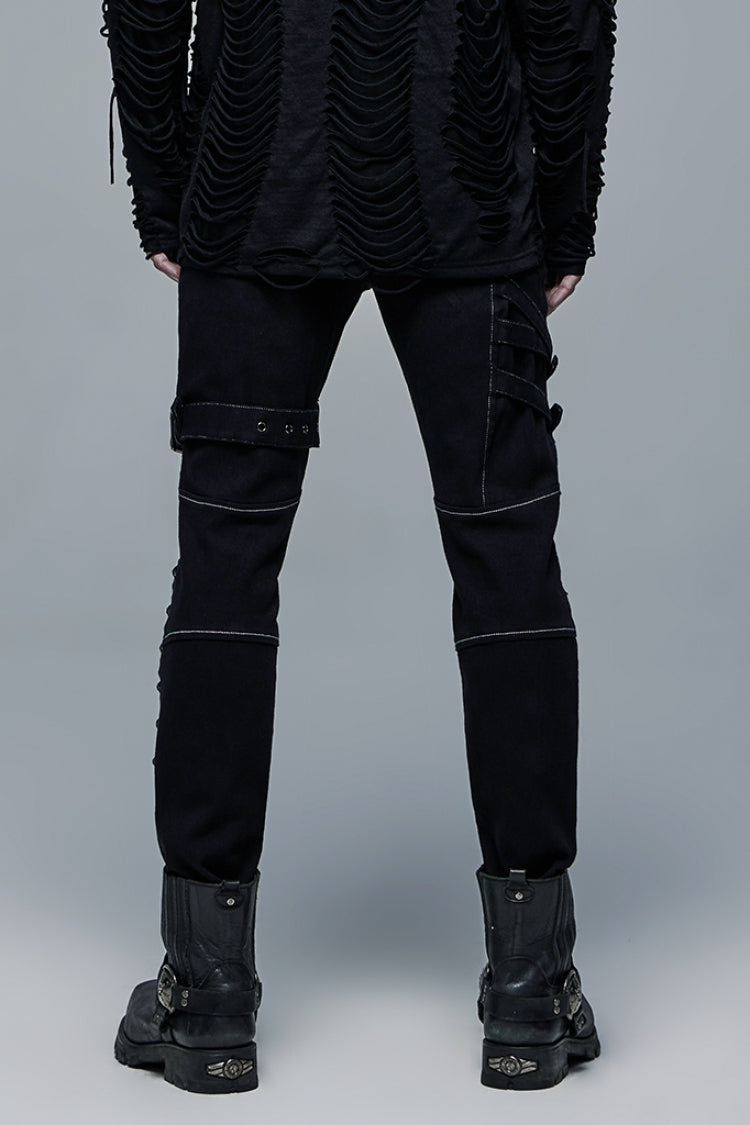 Detachable Steampunk Pants with Multi Pockets and Buckles