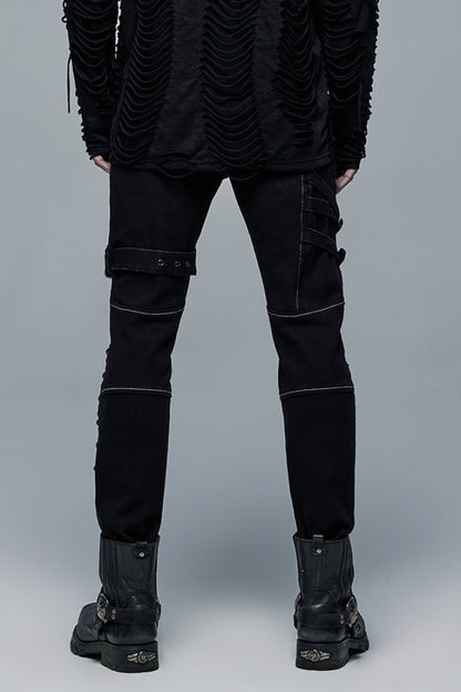 Detachable Steampunk Pants with Multi Pockets and Buckles